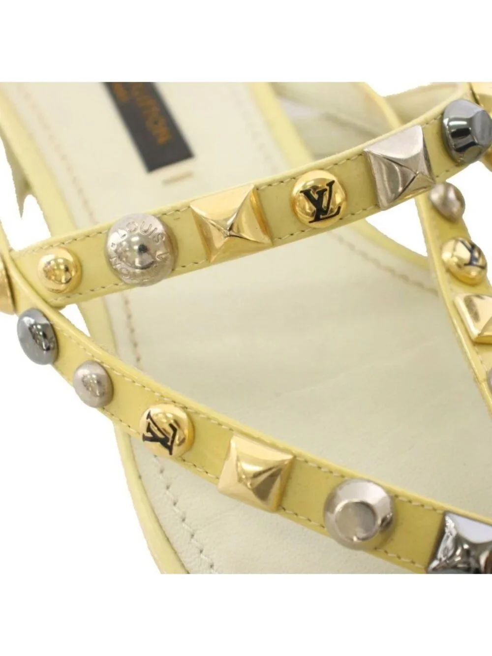 Louis Vuitton Sandals Studs Enamel 35 White Ivory TK